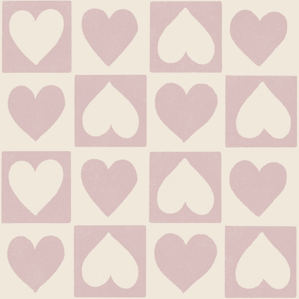 Reveal Tapet Checkered Hearts - Lilac