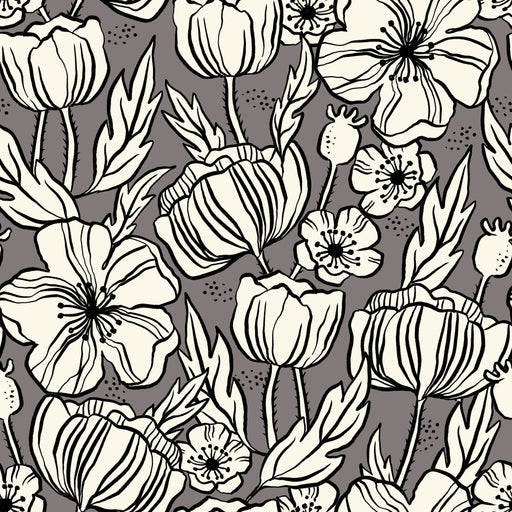 Reveal Tapet Poppy Sketch - Charcoal