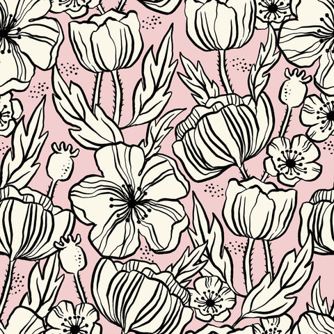 Reveal Tapet Poppy Sketch - Pink