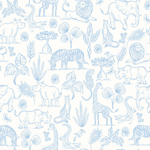Reveal Tapet Watercolor Safari - Blue on White