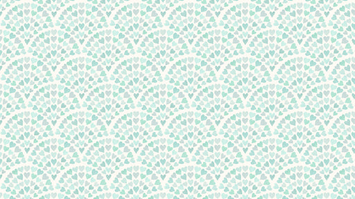 Reveal Tapet Scallop Hearts - Aqua