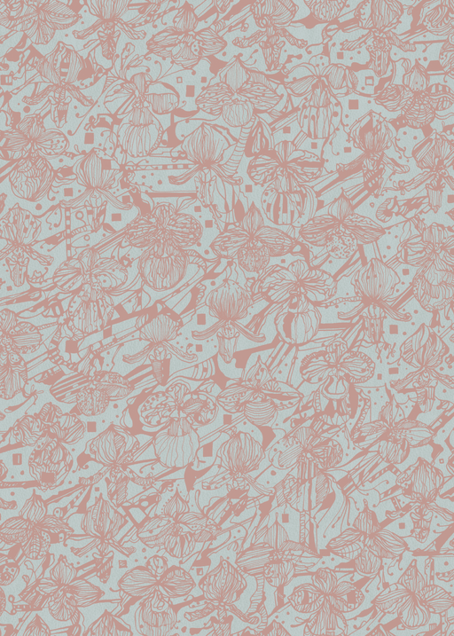 Reveal Tapet Orkidéblomster - Blå-aprikos