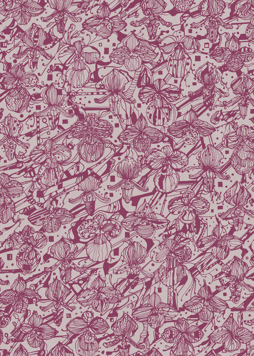 Reveal Tapet Orkidéblomster - Grå-lila