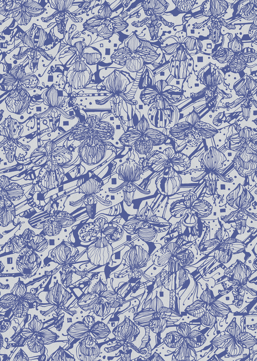 Reveal Tapet Orkidéblomster - Gråblå