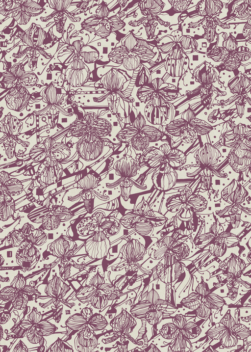 Reveal Tapet Orkidéblomster - Beige-lila