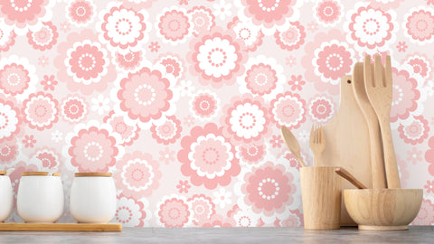 Reveal Tapet Retro Flowers - Pink