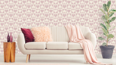 Reveal Tapet Checkered Hearts - Lilac