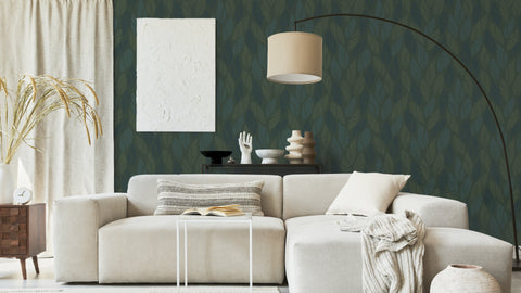 Reveal Tapet Knitted Leaf - Night Green