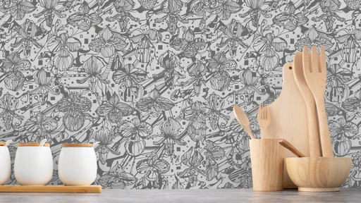 Reveal Tapet Orkidéblomster - Blyerts