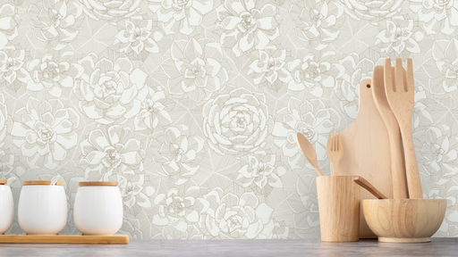 Reveal Tapet Suckulent Flower - Beige