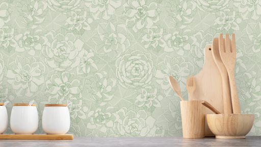 Reveal Tapet Suckulent Flower - Green