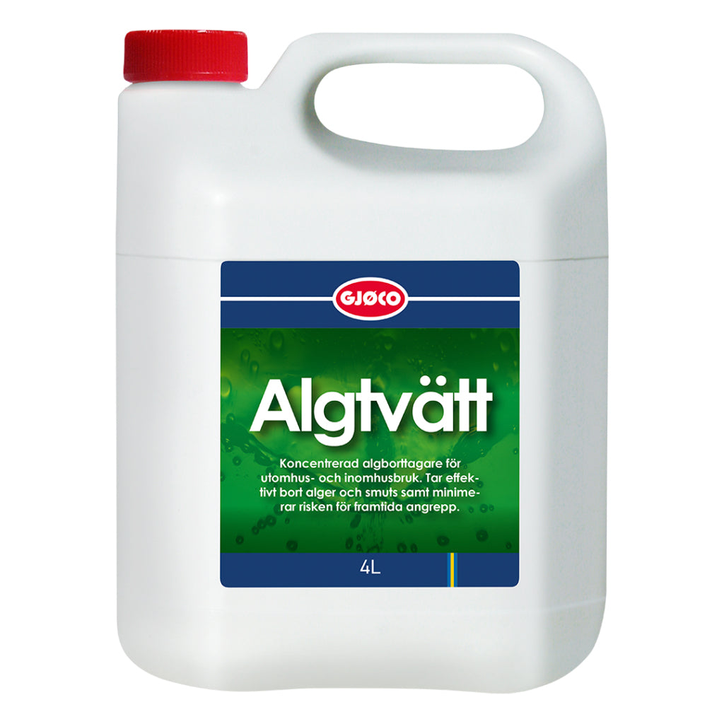 Gjöco Algtvätt avlägsnar effektivt oönskad tillväxt av svampar, grönalger, alger eller lavar. 
