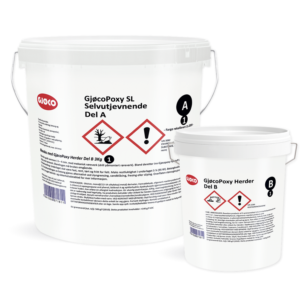 Gjøco Poxy SL (Självnivellerande) Valfri kulör, Kit Inklusive härdare - 10kg Del C köps separat