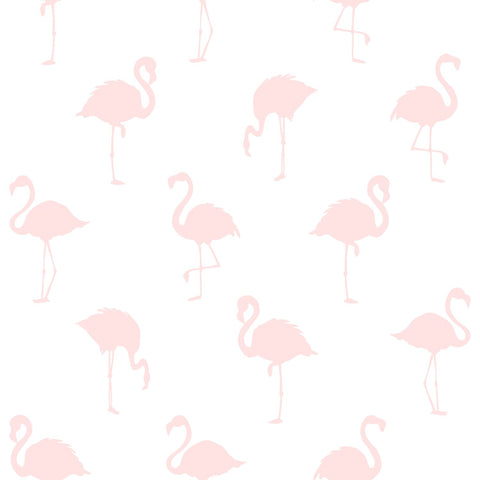 ESTAhome tapet flamingos - ljusrosa och vitt