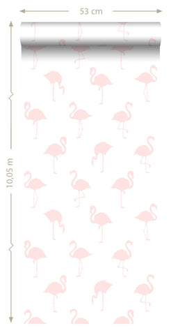 ESTAhome tapet flamingos - ljusrosa och vitt
