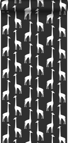 ESTAHOME tapet giraffer - svart och vitt