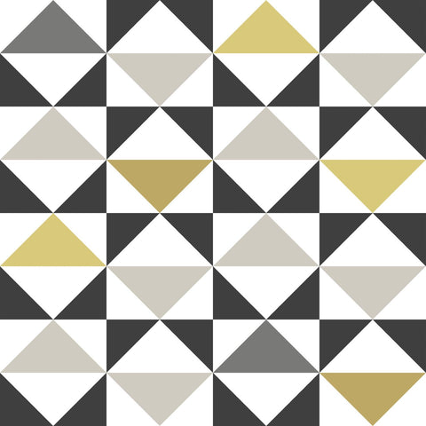 ESTAhome tapet trianglar - vitt, svart och ockra