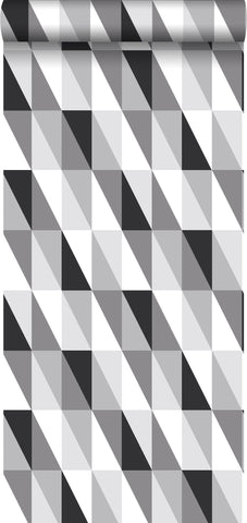 ESTAhome tapet trianglar - svart, grått och vitt