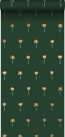 ESTAhome tapet palmer smaragdgrönt och guld