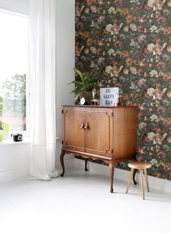 ESTAhome tapet blommor - gråaktigt olivgrönt