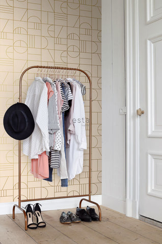 ESTAhome tapet art deco ljust persiko och guld