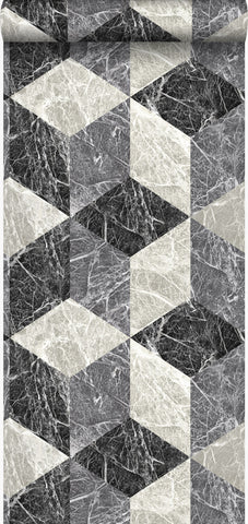 Origin tapet 3D marmor motiv - svart och grått