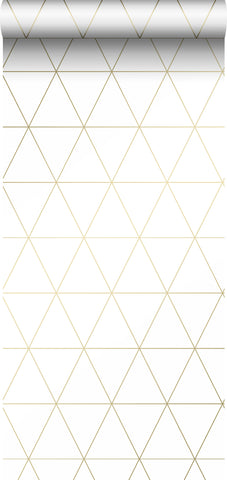 Origin tapet grafiska trianglar - vitt och guld