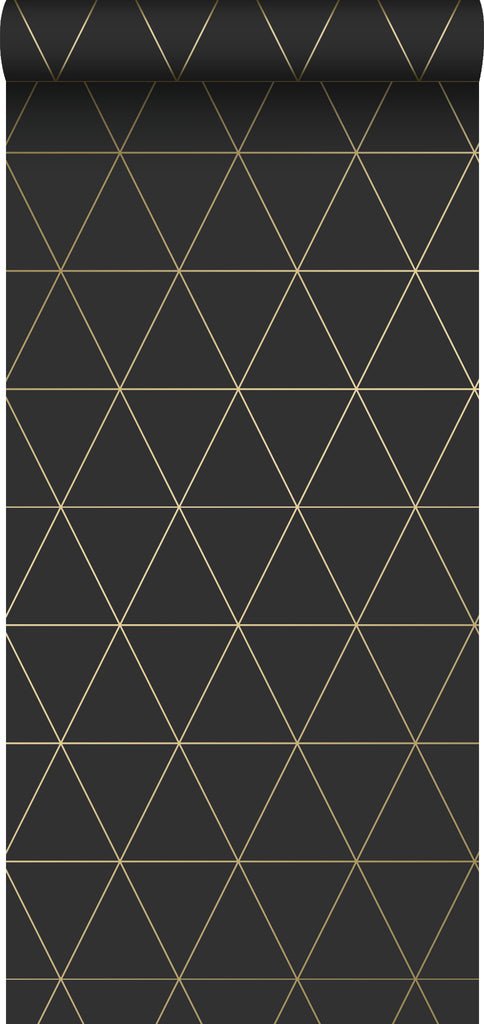 Origin tapet grafiska trianglar - svart och guld