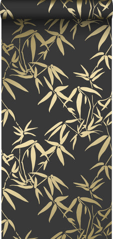 Origin tapet bambublad -  svart och guld
