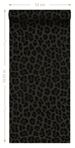 Origin tapet leopardskinn - mörkgrått och svart