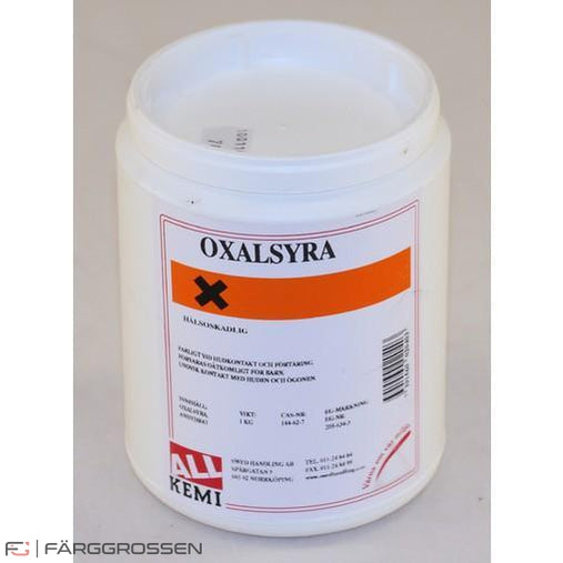 En bild på Oxalsyra, pulver i plastburk på Färggrossen.nu
